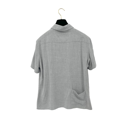 CHANEL VINTAGE COCOMARK BACK POCKET SHORT SLEEVE SHIRT GRAY RAYON 44 RTW 90288060 - PURPOSE