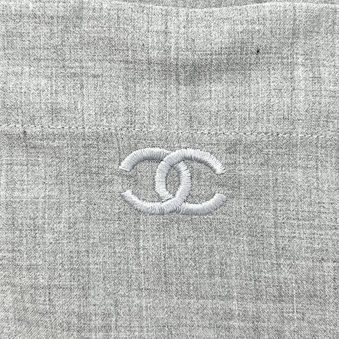 CHANEL VINTAGE COCOMARK BACK POCKET SHORT SLEEVE SHIRT GRAY RAYON 44 RTW 90288060 - PURPOSE
