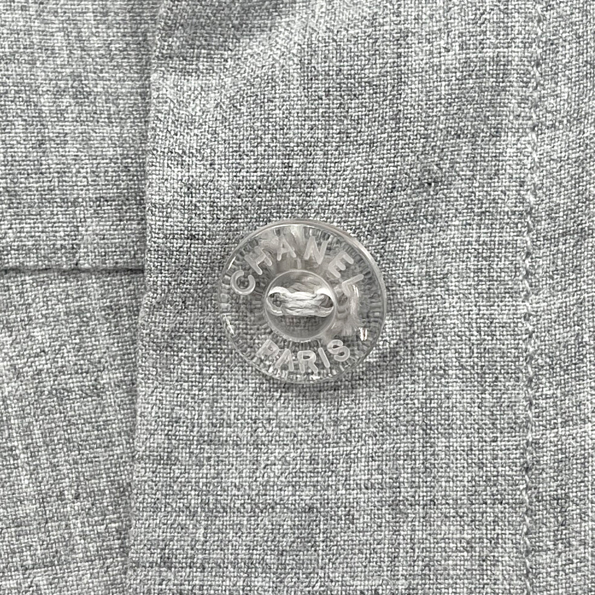 CHANEL VINTAGE COCOMARK BACK POCKET SHORT SLEEVE SHIRT GRAY RAYON 44 RTW 90288060
