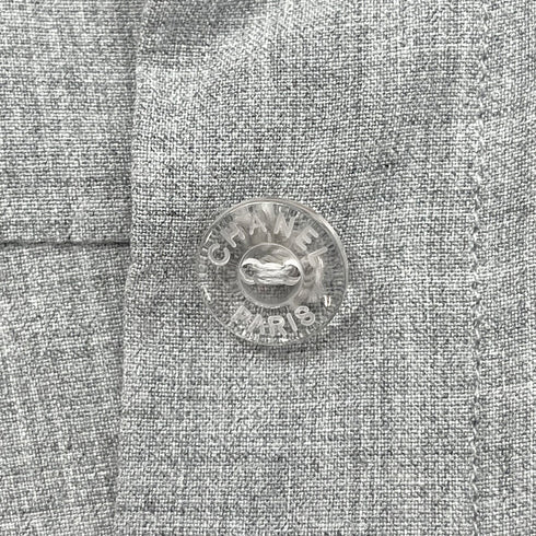 CHANEL VINTAGE COCOMARK BACK POCKET SHORT SLEEVE SHIRT GRAY RAYON 44 RTW 90288060 - PURPOSE