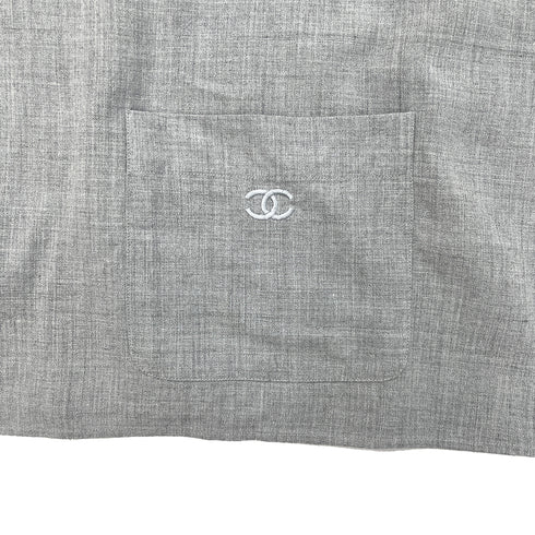 CHANEL VINTAGE COCOMARK BACK POCKET SHORT SLEEVE SHIRT GRAY RAYON 44 RTW 90288060 - PURPOSE