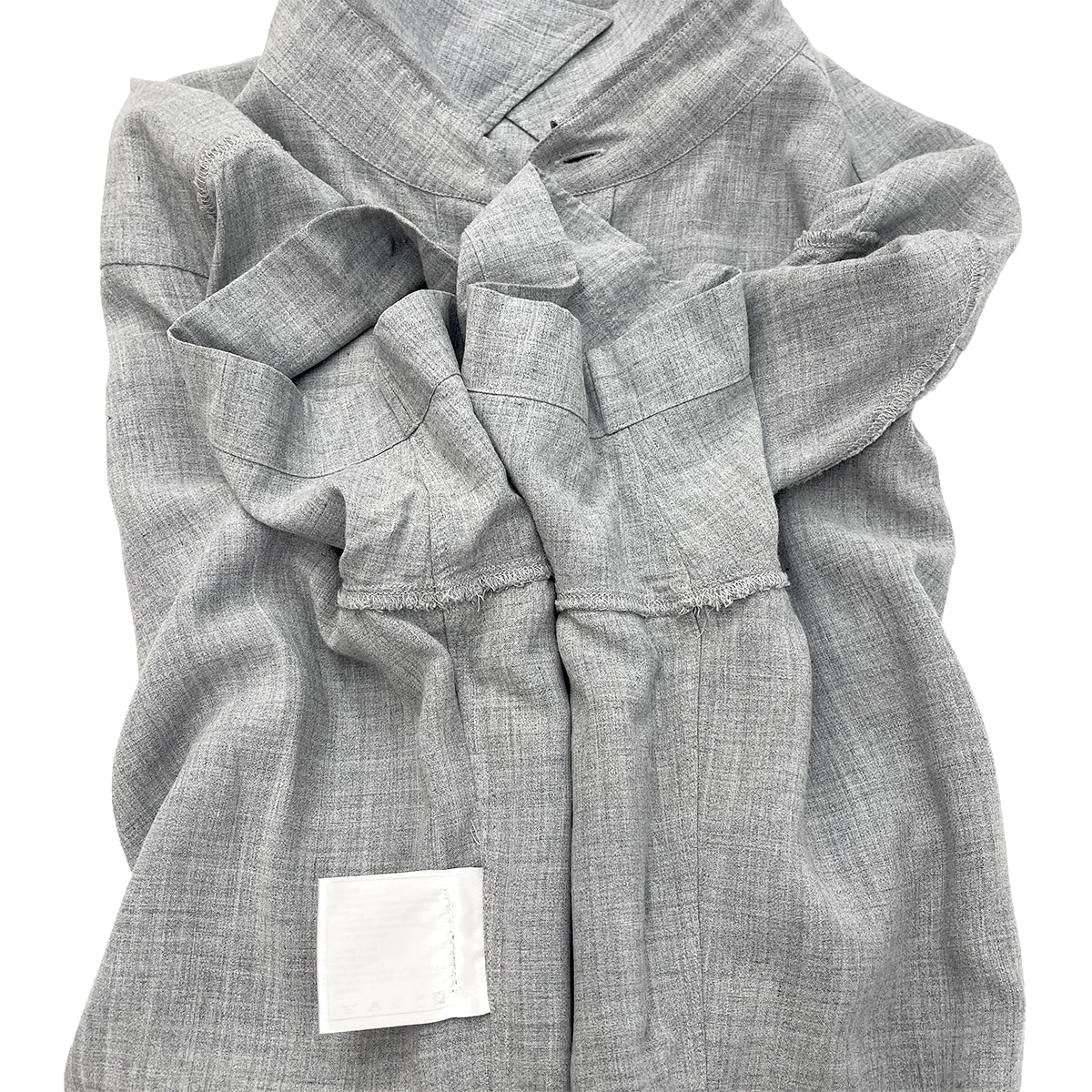 CHANEL VINTAGE COCOMARK BACK POCKET SHORT SLEEVE SHIRT GRAY RAYON 44 RTW 90288060