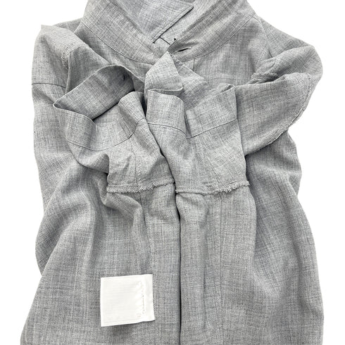 CHANEL VINTAGE COCOMARK BACK POCKET SHORT SLEEVE SHIRT GRAY RAYON 44 RTW 90288060 - PURPOSE