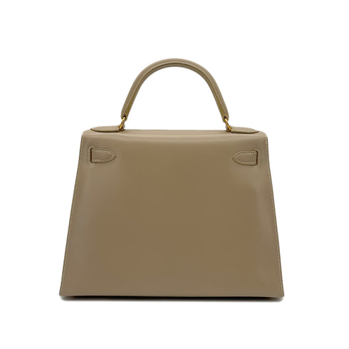HERMES KELLY 28 SELLIER GRIS TOURTERELLE BOXCALF HAND SHOULDER BAG □B GHW 90288062 - PURPOSE