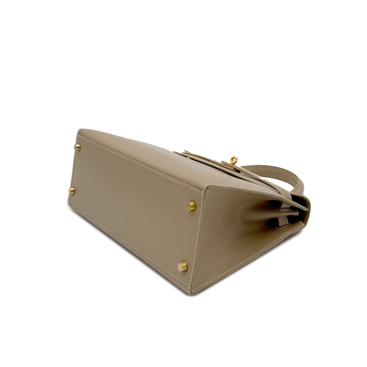 HERMES KELLY 28 SELLIER GRIS TOURTERELLE BOXCALF HAND SHOULDER BAG □B GHW 90288062