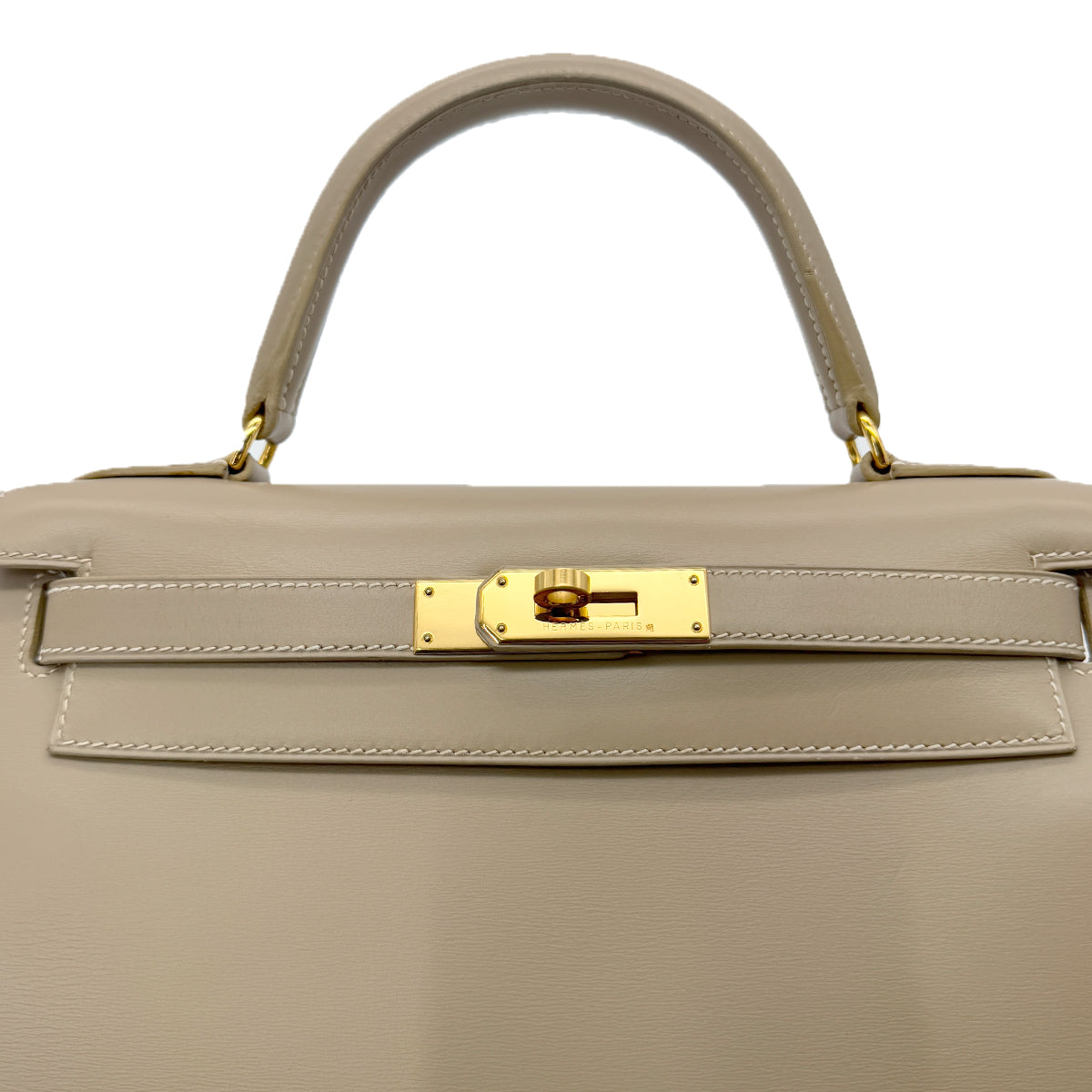 HERMES KELLY 28 SELLIER GRIS TOURTERELLE BOXCALF HAND SHOULDER BAG □B GHW 90288062