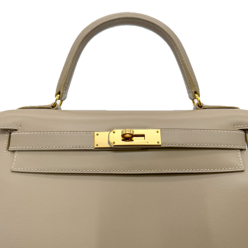 HERMES KELLY 28 SELLIER GRIS TOURTERELLE BOXCALF HAND SHOULDER BAG □B GHW 90288062 - PURPOSE
