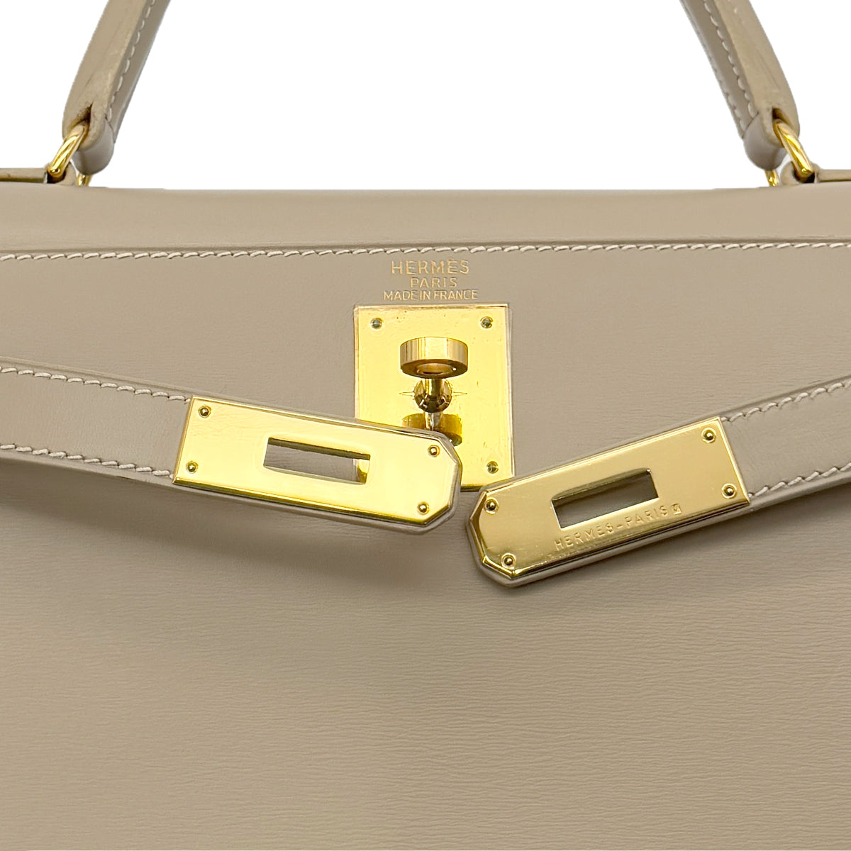 HERMES KELLY 28 SELLIER GRIS TOURTERELLE BOXCALF HAND SHOULDER BAG □B GHW 90288062