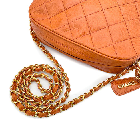 CHANEL VINTAGE MATELASSE CHAIN SHOULDER BAG ORANGE CAVIAR SKIN 90288064 - PURPOSE
