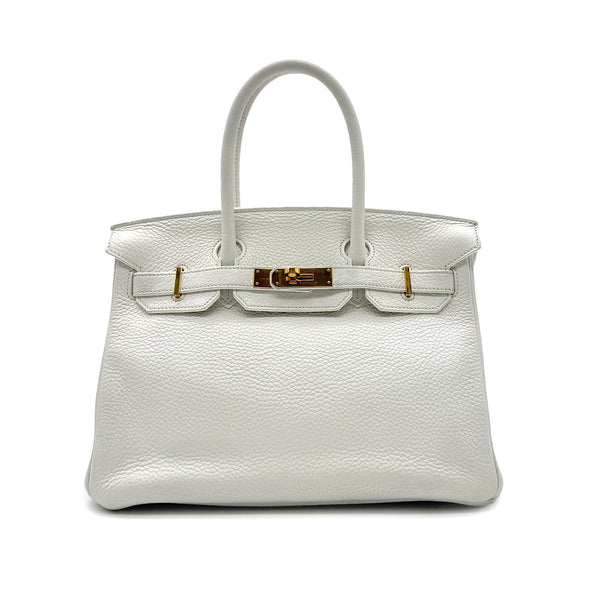 HERMES BIRKIN 30 WHITE TAURILLON CLEMENCE HAND BAG A GHW 90288066 - PURPOSE