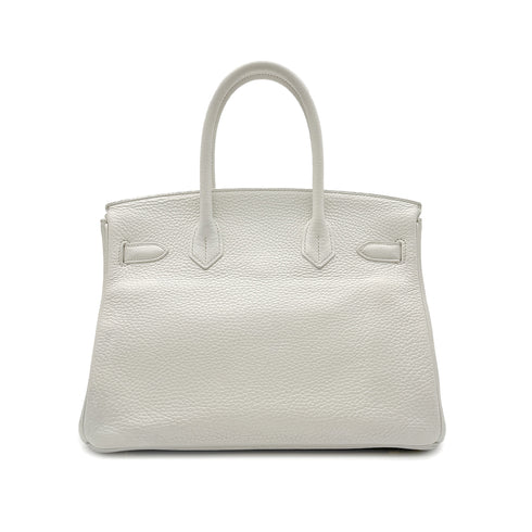 HERMES BIRKIN 30 WHITE TAURILLON CLEMENCE HAND BAG A GHW 90288066 - PURPOSE