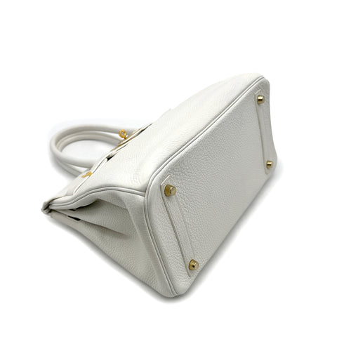 HERMES BIRKIN 30 WHITE TAURILLON CLEMENCE HAND BAG A GHW 90288066 - PURPOSE
