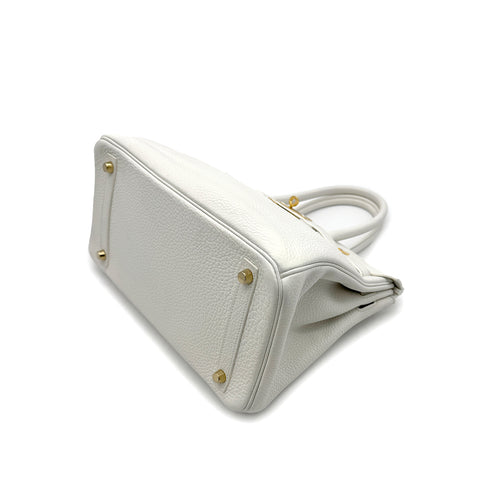 HERMES BIRKIN 30 WHITE TAURILLON CLEMENCE HAND BAG A GHW 90288066 - PURPOSE