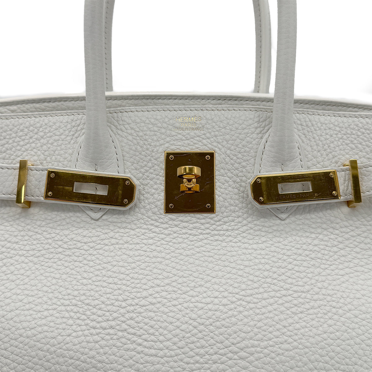 HERMES BIRKIN 30 WHITE TAURILLON CLEMENCE HAND BAG A GHW 90288066