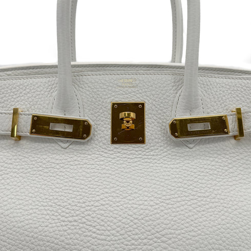 HERMES BIRKIN 30 WHITE TAURILLON CLEMENCE HAND BAG A GHW 90288066 - PURPOSE
