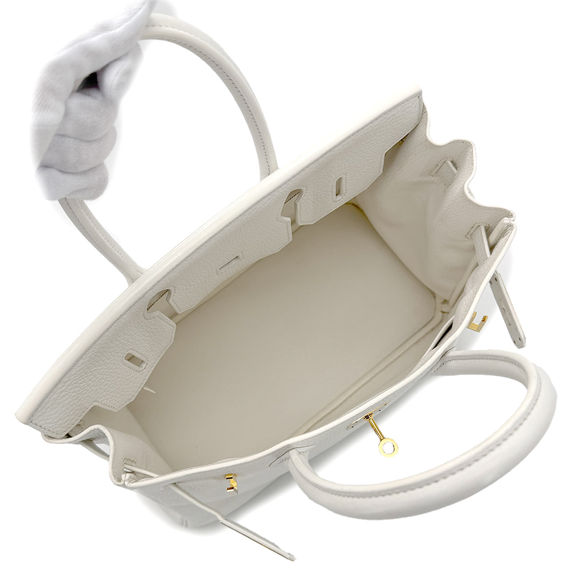 HERMES BIRKIN 30 WHITE TAURILLON CLEMENCE HAND BAG A GHW 90288066