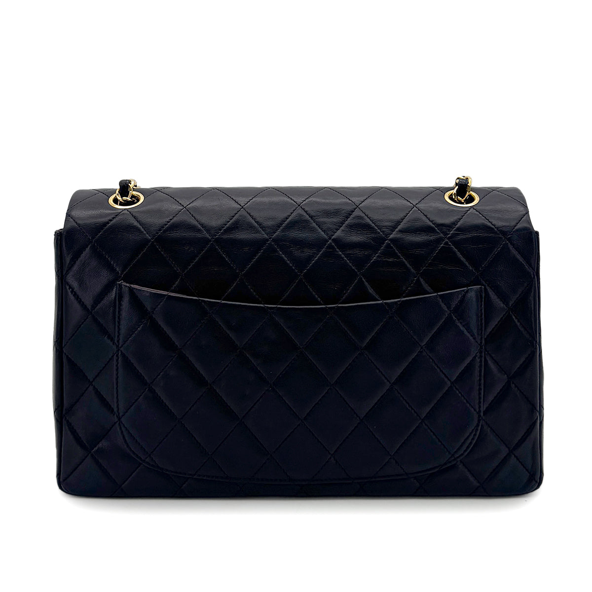 CHANEL VINTAGE MATELASSE CHAIN SHOULDER BAG NAVY LAMB SKIN 90288067