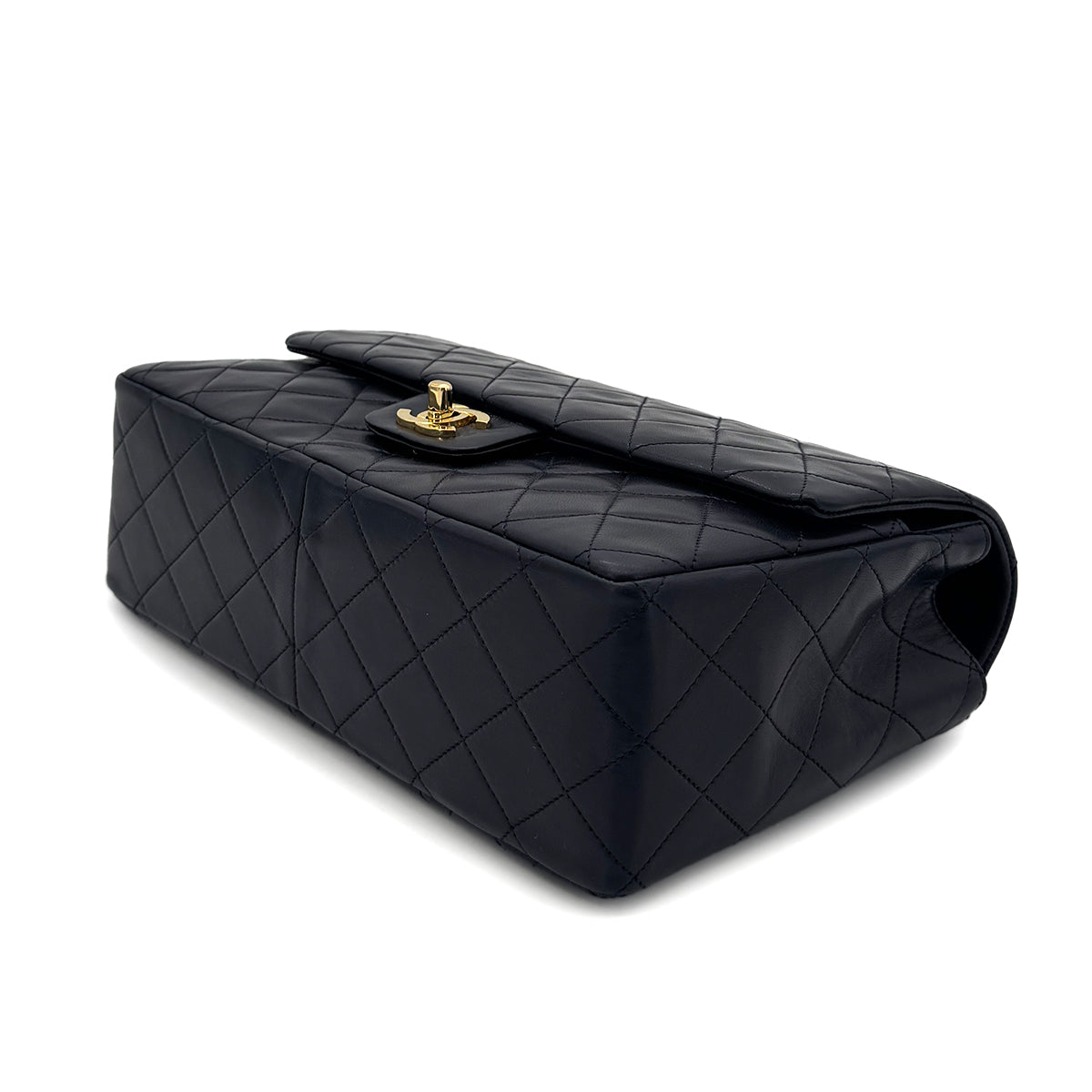CHANEL VINTAGE MATELASSE CHAIN SHOULDER BAG NAVY LAMB SKIN 90288067