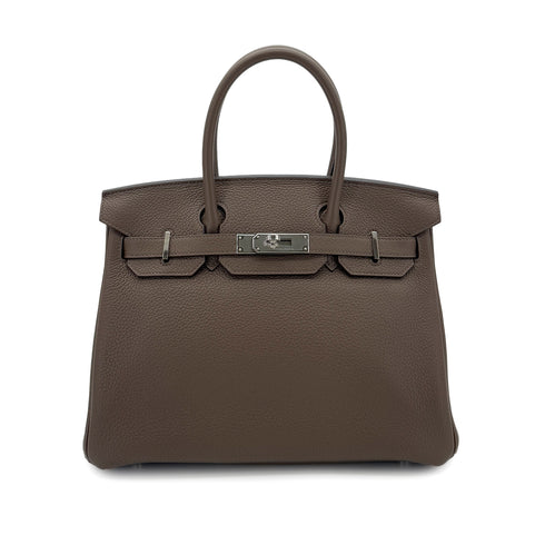 HERMES BIRKIN VERSO 30 CANOPEE TAUPE TAURILLON CLEMENCE HAND BAG D SHW 90288068 - PURPOSE