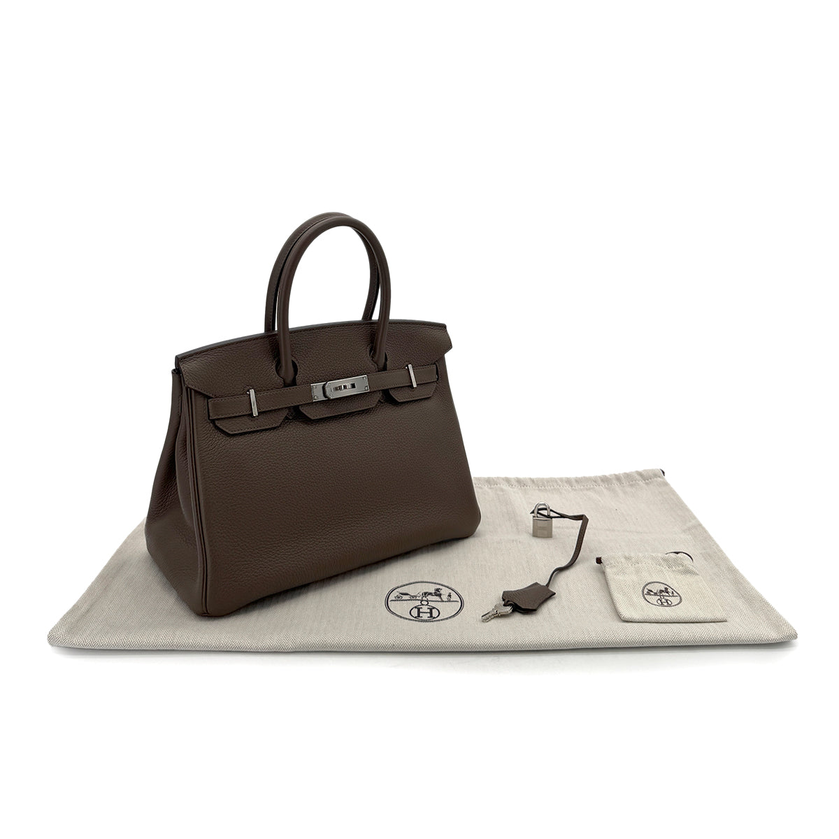 HERMES BIRKIN VERSO 30 CANOPEE TAUPE TAURILLON CLEMENCE HAND BAG D SHW 90288068