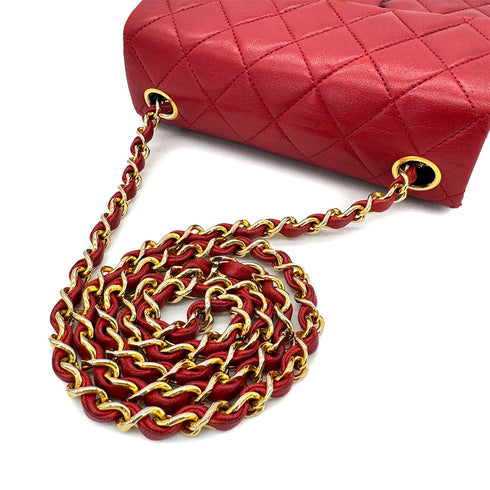 CHANEL VINTAGE MINI MATELASSE CHAIN SHOULDER BAG RED LAMB SKIN 90288069 - PURPOSE