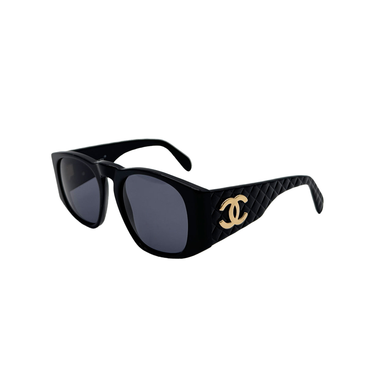 CHANEL VINTAGE SUNGLASSES COCOMARK MATELASSE BLACK EYEWEAR 90288481