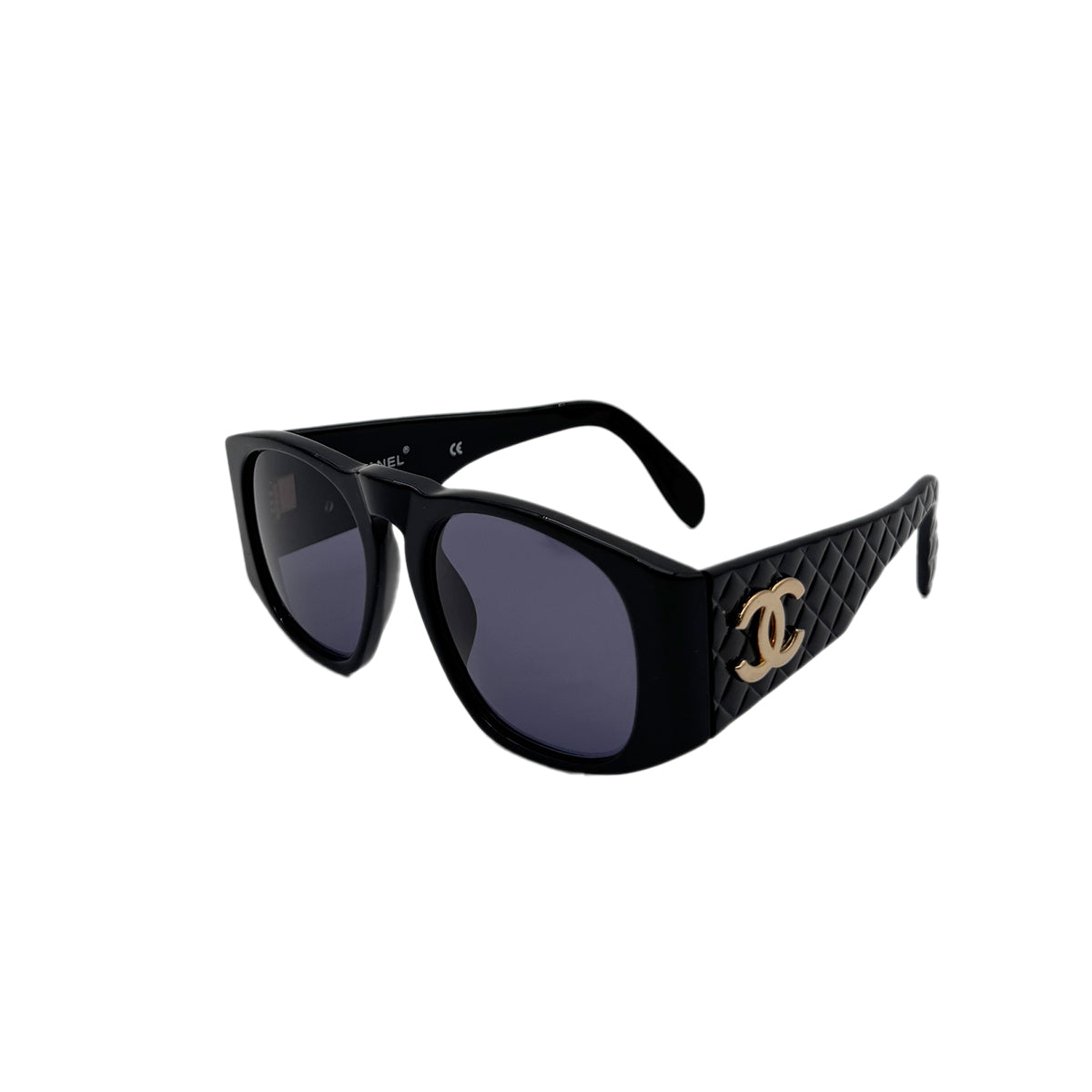 CHANEL VINTAGE SUNGLASSES COCOMARK MATELASSE BLACK EYEWEAR 90288482