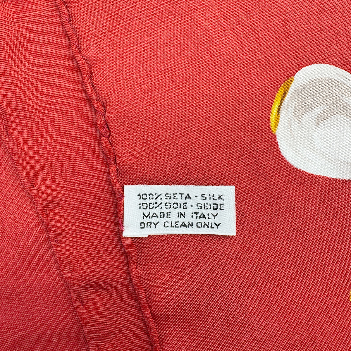 CHANEL VINTAGE COCOMARK PEARL CHAIN SCARF RED SILK 90288487