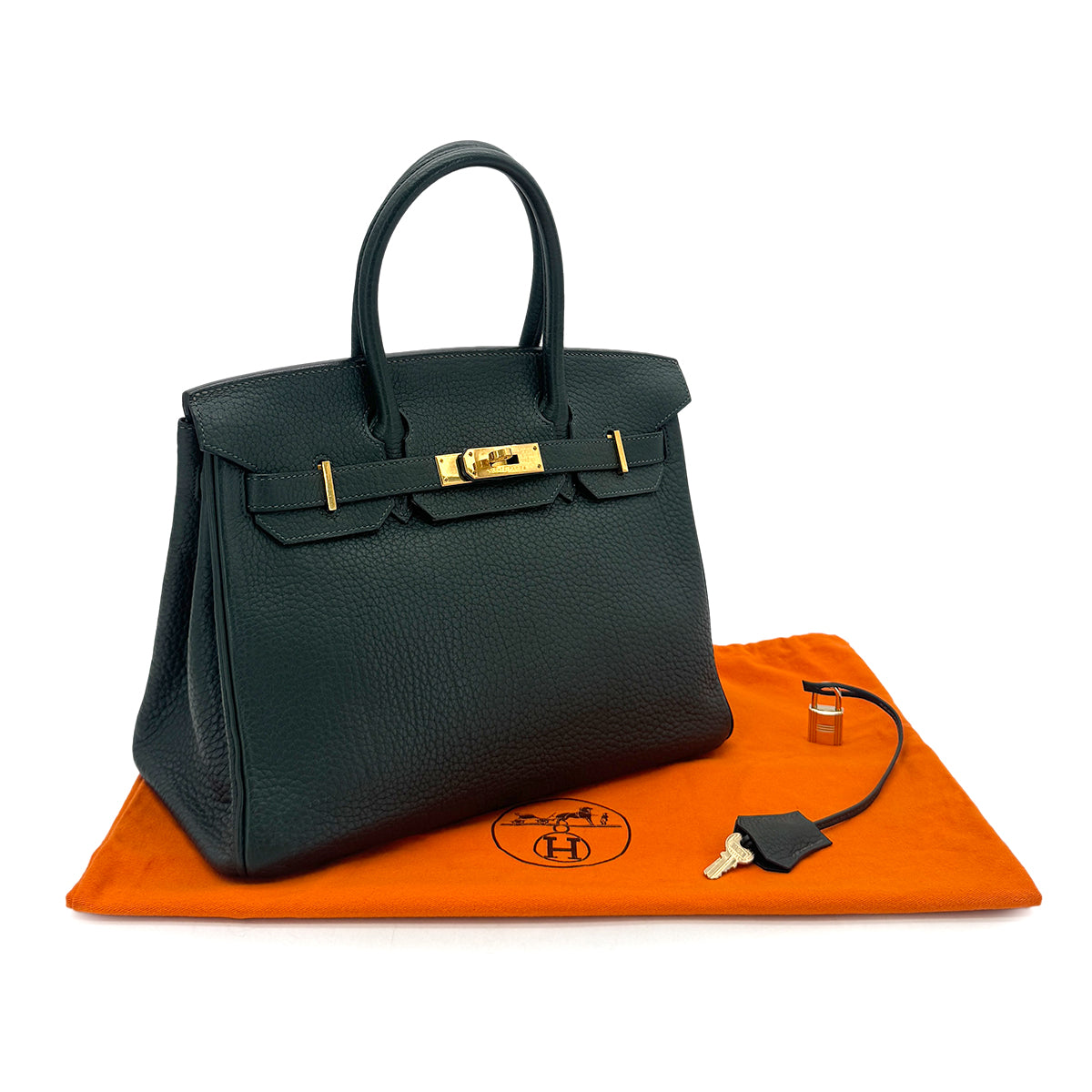 HERMES BIRKIN 30 VERT TOGO HAND BAG □H GHW 90288488