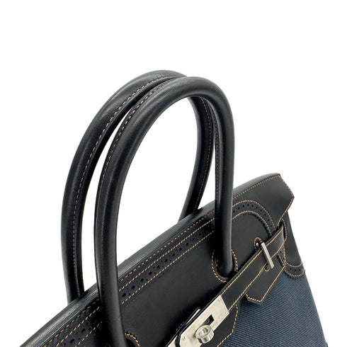 HERMES BIRKIN 35 GHILLIES BLACK DENIM FONC EVERCALF TOILE H HAND BAG □P SHW 90288489 - PURPOSE