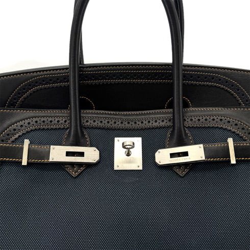 HERMES BIRKIN 35 GHILLIES BLACK DENIM FONC EVERCALF TOILE H HAND BAG □P SHW 90288489 - PURPOSE