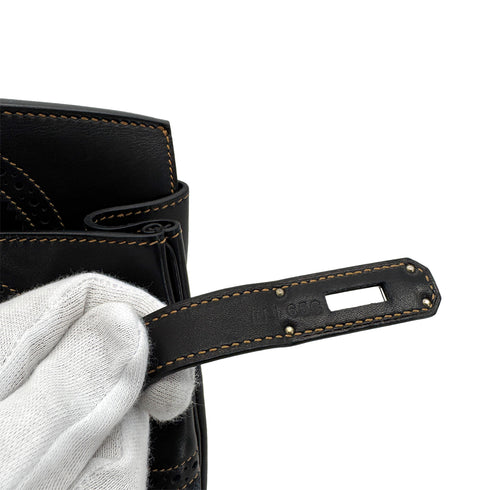 HERMES BIRKIN 35 GHILLIES BLACK DENIM FONC EVERCALF TOILE H HAND BAG □P SHW 90288489 - PURPOSE