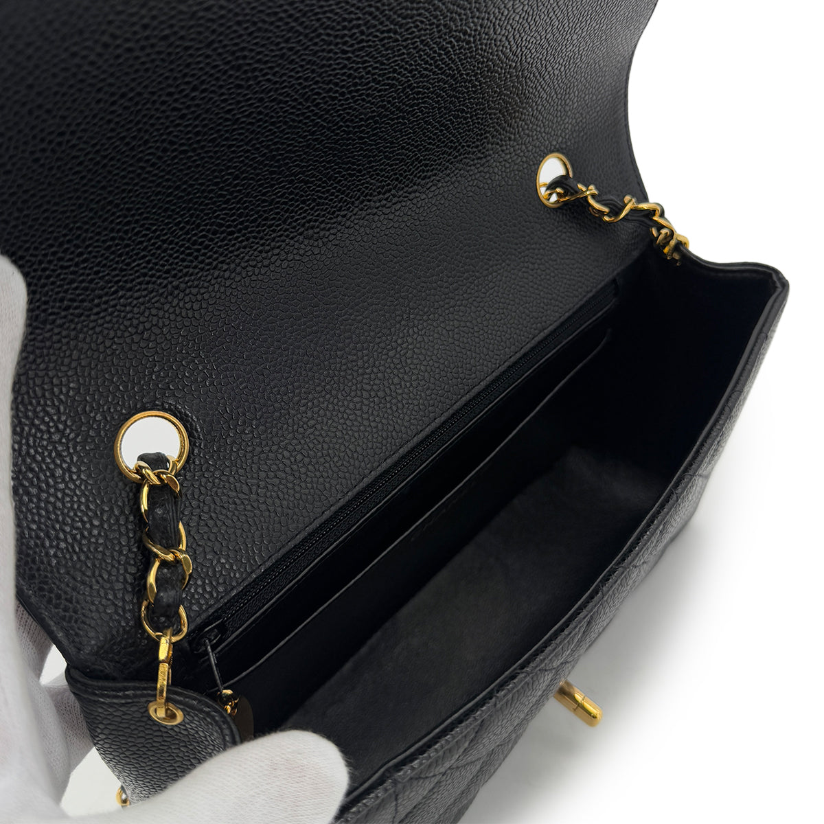 CHANEL VINTAGE DIANA MEDIUM CHAIN SHOULDER BAG BLACK CAVIAR SKIN 90288493