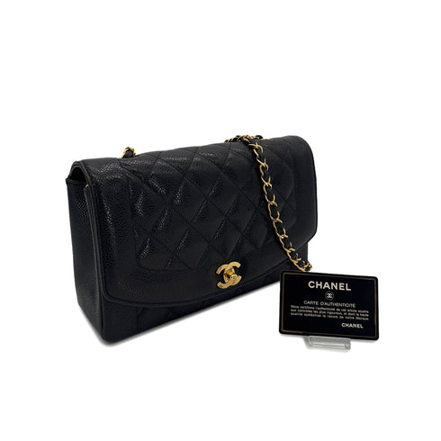 CHANEL VINTAGE DIANA MEDIUM CHAIN SHOULDER BAG BLACK CAVIAR SKIN 90288493 - PURPOSE