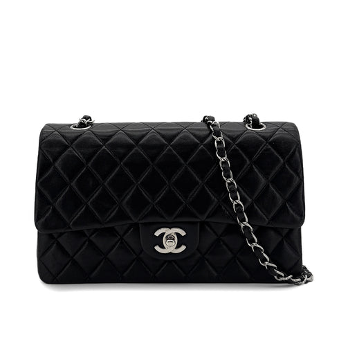 CHANEL VINTAGE CLASSIC FLAP MEDIUM CHAIN SHOULDER BAG BLACK LAMB SKIN 90288496 - PURPOSE