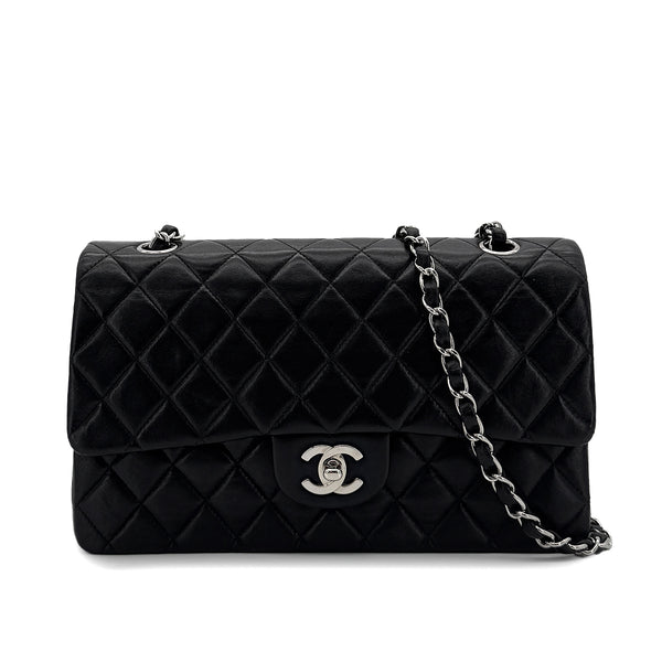 CHANEL VINTAGE CLASSIC FLAP MEDIUM CHAIN SHOULDER BAG BLACK LAMB SKIN 90288496 - PURPOSE