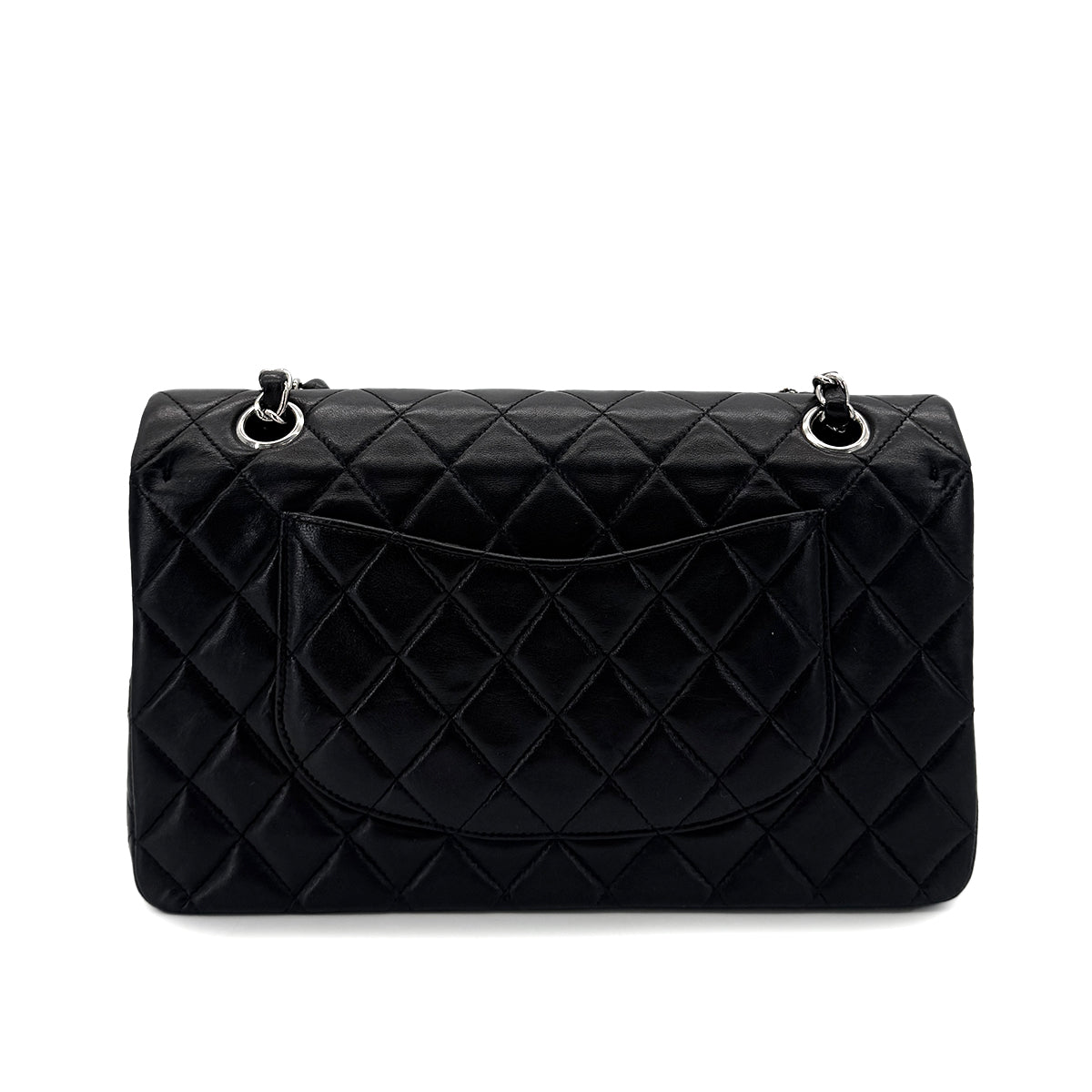 CHANEL VINTAGE CLASSIC FLAP MEDIUM CHAIN SHOULDER BAG BLACK LAMB SKIN 90288496