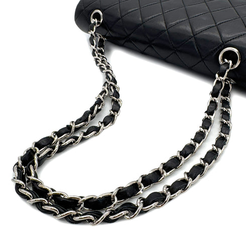 CHANEL VINTAGE CLASSIC FLAP MEDIUM CHAIN SHOULDER BAG BLACK LAMB SKIN 90288496 - PURPOSE