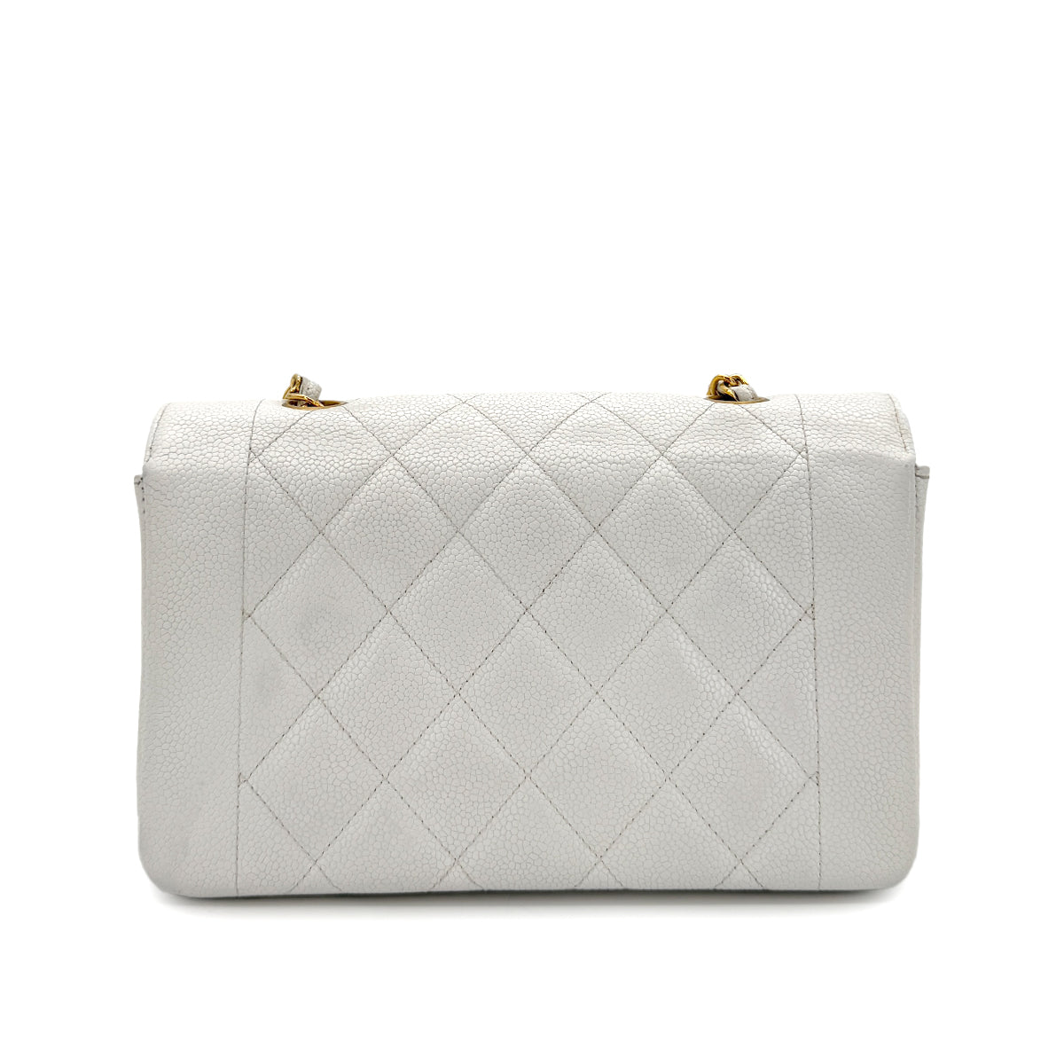 CHANEL VINTAGE DIANA SMALL CHAIN SHOULDER BAG WHITE CAVIAR SKIN 90288497