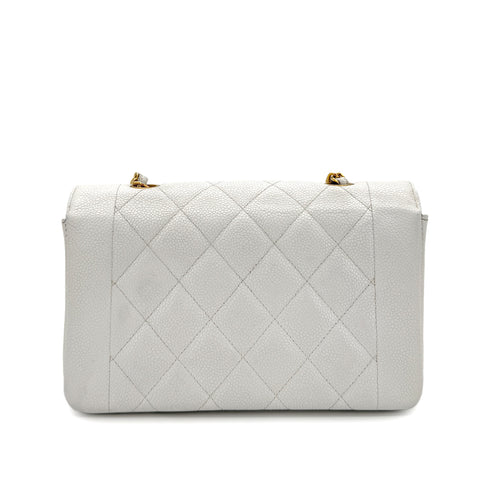 CHANEL VINTAGE DIANA SMALL CHAIN SHOULDER BAG WHITE CAVIAR SKIN 90288497 - PURPOSE