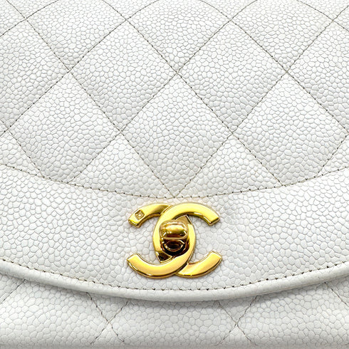 CHANEL VINTAGE DIANA SMALL CHAIN SHOULDER BAG WHITE CAVIAR SKIN 90288497 - PURPOSE