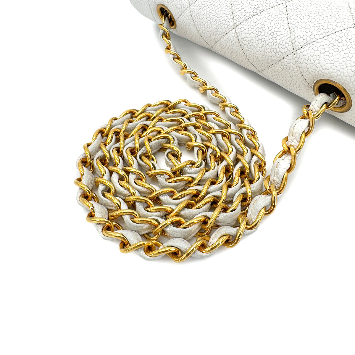 CHANEL VINTAGE DIANA SMALL CHAIN SHOULDER BAG WHITE CAVIAR SKIN 90288497