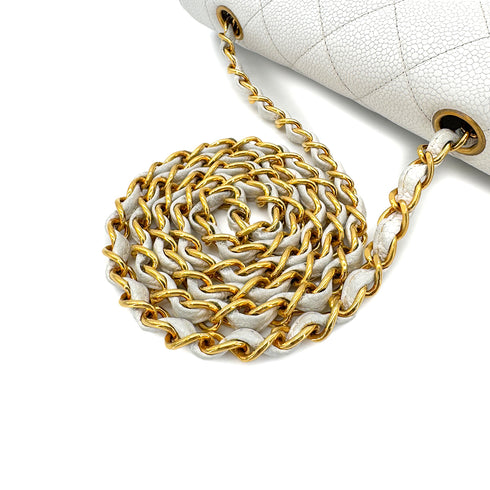 CHANEL VINTAGE DIANA SMALL CHAIN SHOULDER BAG WHITE CAVIAR SKIN 90288497 - PURPOSE