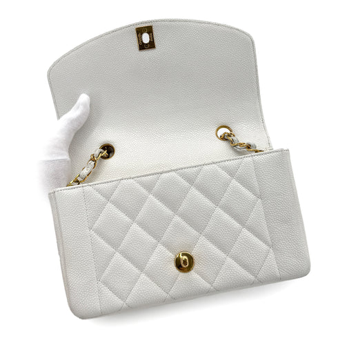 CHANEL VINTAGE DIANA SMALL CHAIN SHOULDER BAG WHITE CAVIAR SKIN 90288497 - PURPOSE
