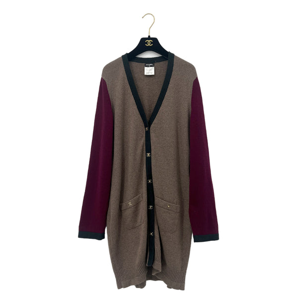 CHANEL COCO TURN LOCK BUTTON LONG CARDIGAN TRICO COLOR CASHMERE 48 P42 RTW 90288500