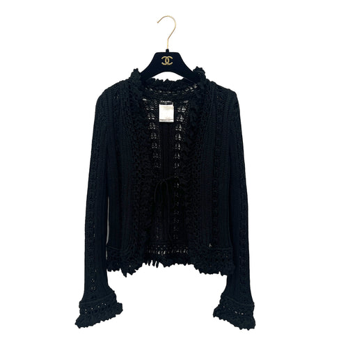 CHANEL RACE CARDIGAN BLACK RAYON 42 04P RTW 90288501