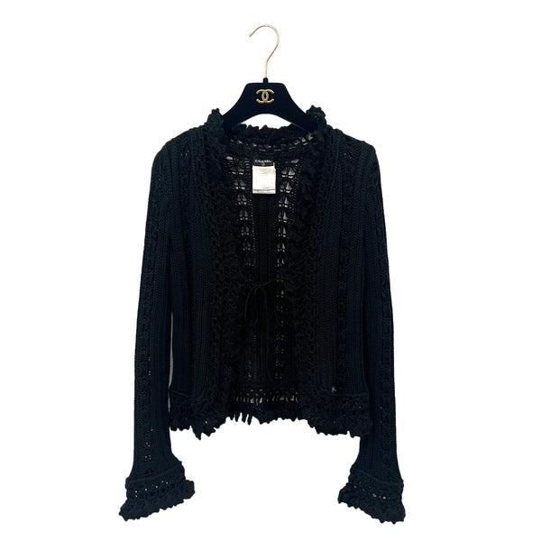 CHANEL RACE CARDIGAN BLACK RAYON 42 04P RTW 90288501