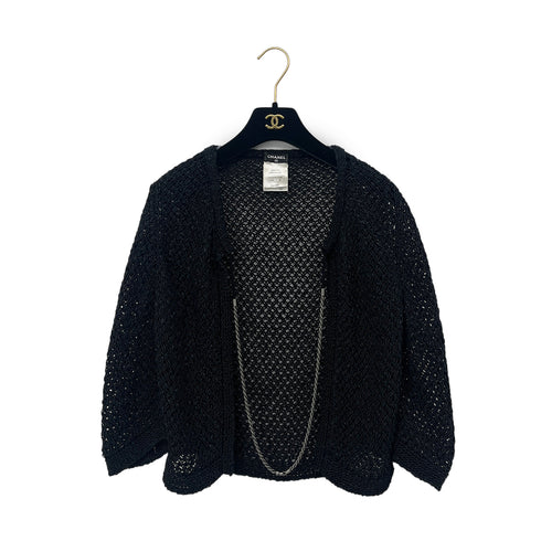 CHANEL CHAIN CARDIGAN BLACK COTTON 38 P40 RTW 90288503