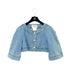 CHANEL COCO FAUX PEARL BUTTON DENIM SHORT JACKET BLUE COTTON 36 P45 RTW 90288505