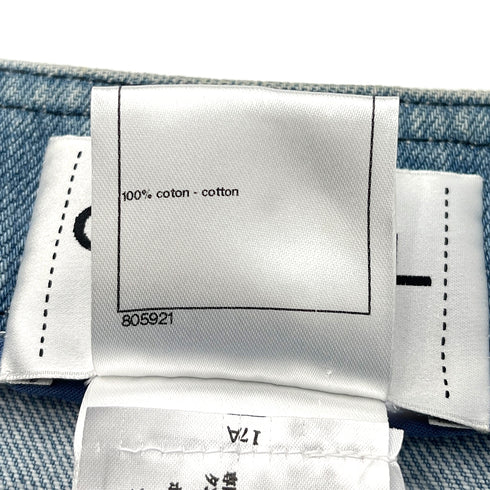 CHANEL COCO FAUX PEARL BUTTON DENIM SHORT JACKET BLUE COTTON 36 P45 RTW 90288505